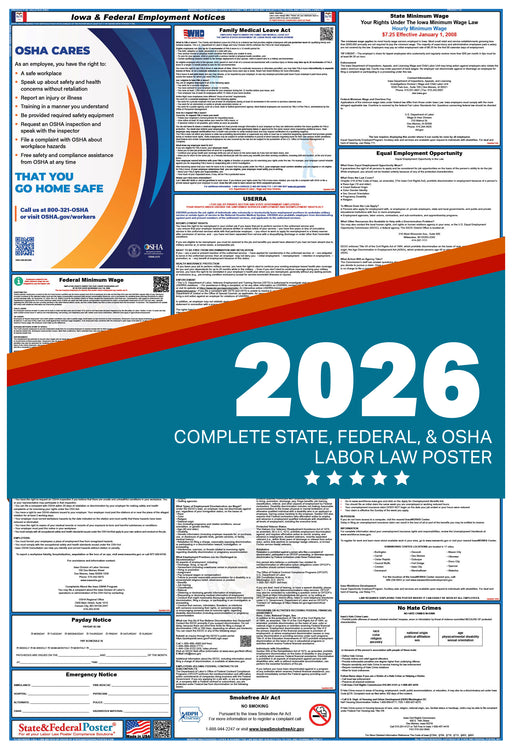Iowa State and Federal Labor Law Poster 2026 - State and Federal Poster