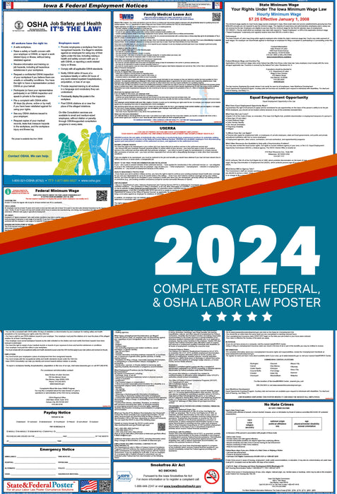 Iowa State and Federal Labor Law Poster 2024