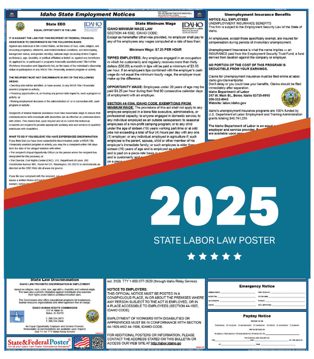 PREORDER - Idaho State Labor Law Poster 2025