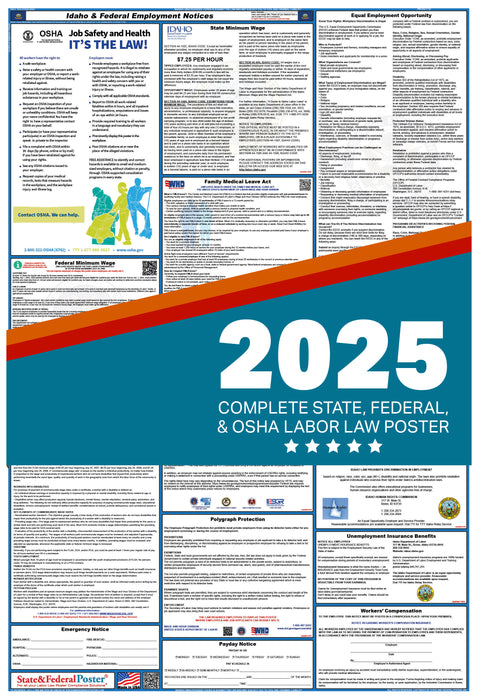 PREORDER - Idaho State and Federal Labor Law Poster 2025