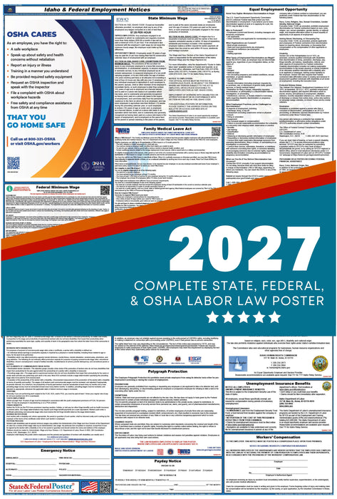 Idaho State and Federal Labor Law Poster 2027 - State and Federal Poster