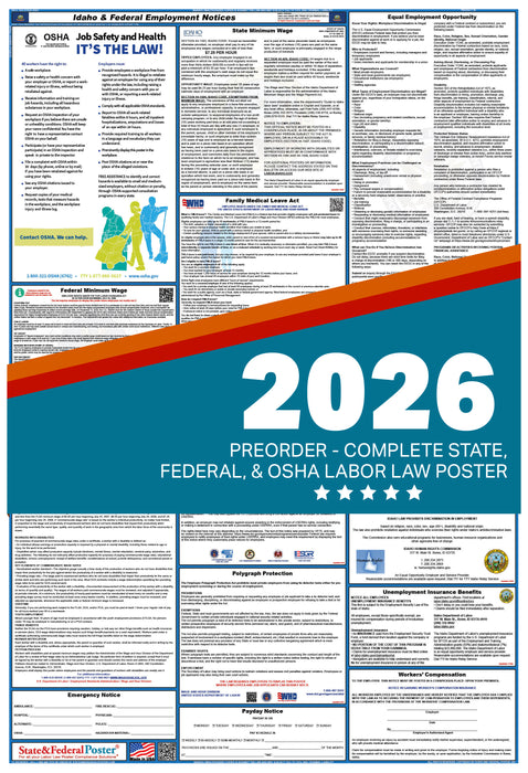 PREORDER - Idaho State and Federal Labor Law Poster 2026