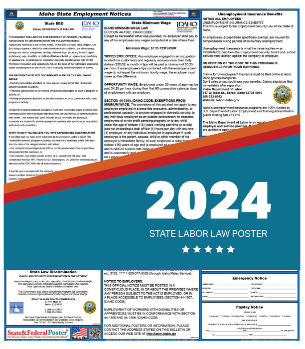 Idaho State Labor Law Poster 2024
