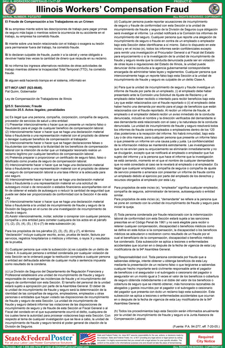 Illinois Workers’ Compensation Fraud Notice - State and Federal Poster