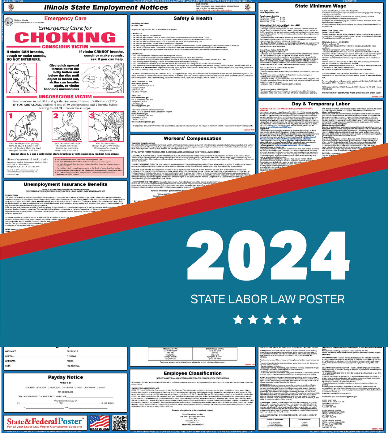 Illinois State Labor Law Poster 2024 — State and Federal Poster