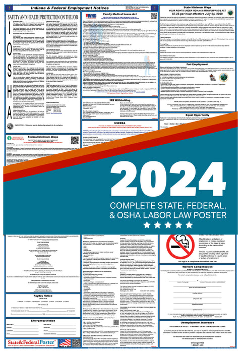 Indiana State and Federal Labor Law Poster 2024