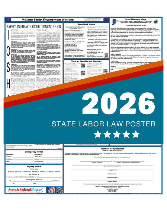 PREORDER - Indiana State Labor Law Poster 2026