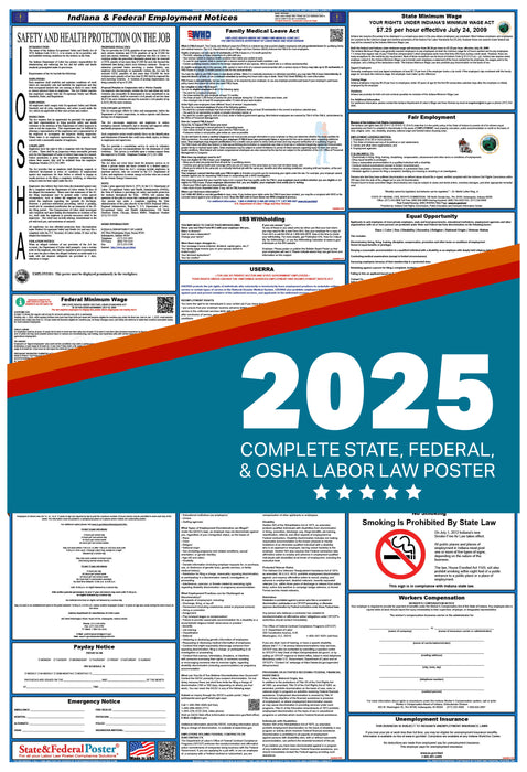 PREORDER - Indiana State and Federal Labor Law Poster 2025