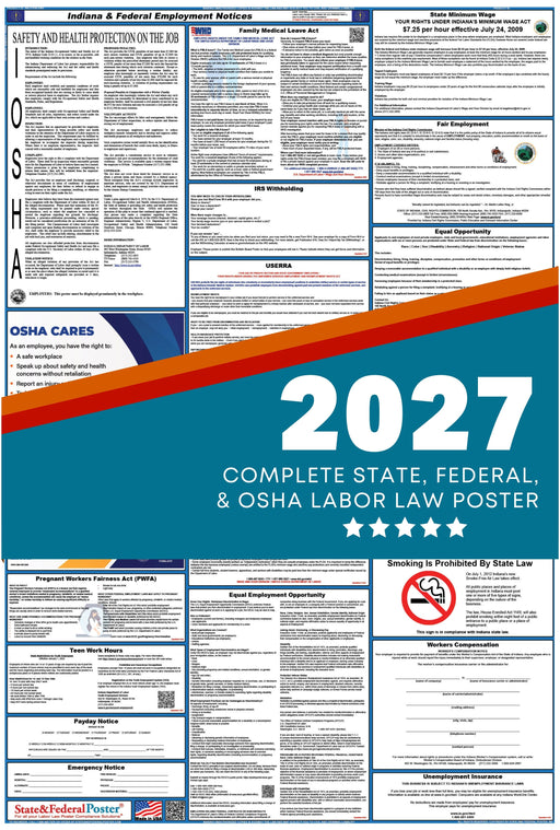 Indiana State and Federal Labor Law Poster 2027 - State and Federal Poster