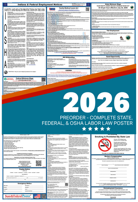 PREORDER - Indiana State and Federal Labor Law Poster 2026