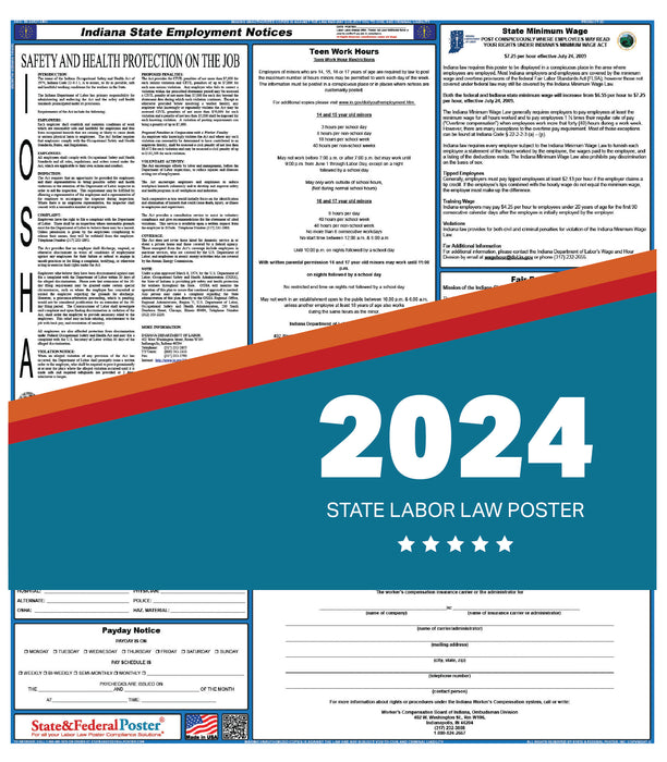 Indiana State Labor Law Poster 2024