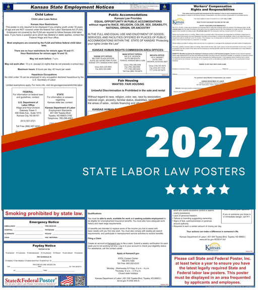 Kansas State Labor Law Poster 2027 - State and Federal Poster