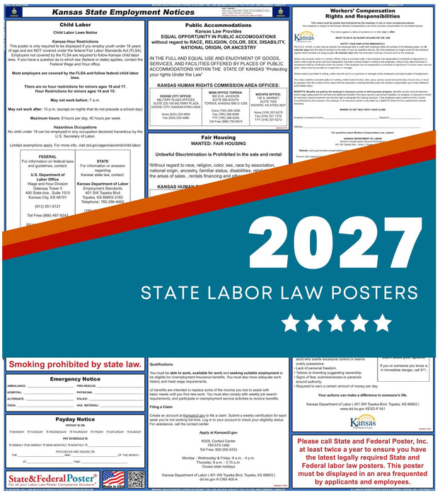 Kansas State Labor Law Poster 2027 - State and Federal Poster