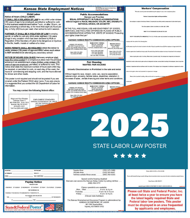 PREORDER - Kansas State Labor Law Poster 2025