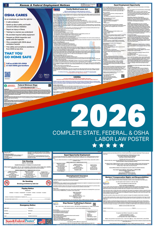 Kansas State and Federal Labor Law Poster 2026 - State and Federal Poster