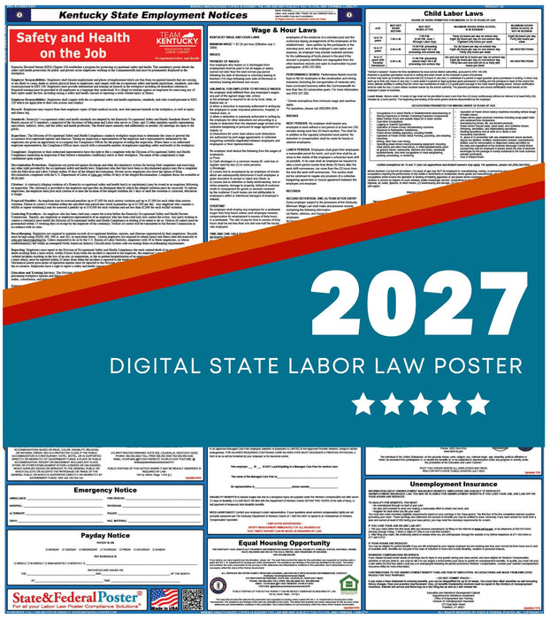 Kentucky State Labor Law Poster 2027 - State and Federal Poster