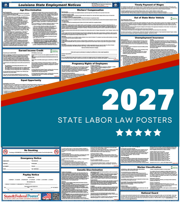 Louisiana State Labor Law Poster 2027 - State and Federal Poster