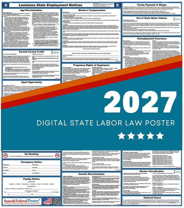 Louisiana State Labor Law Poster 2027 - State and Federal Poster