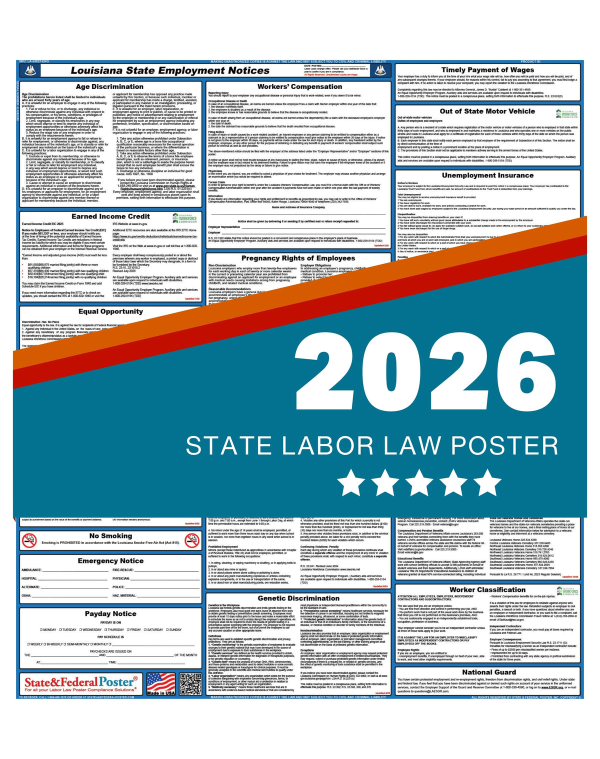Louisiana State Labor Law Poster 2026 — State and Federal Poster