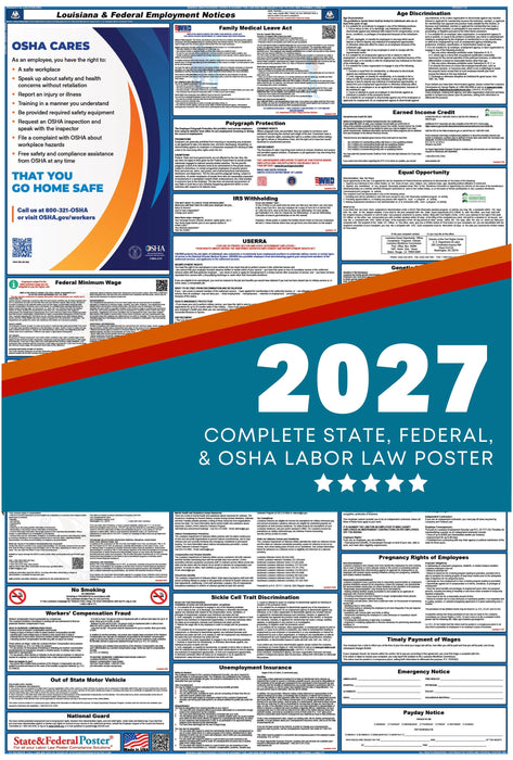 Louisiana State and Federal Labor Law Poster 2027 - State and Federal Poster
