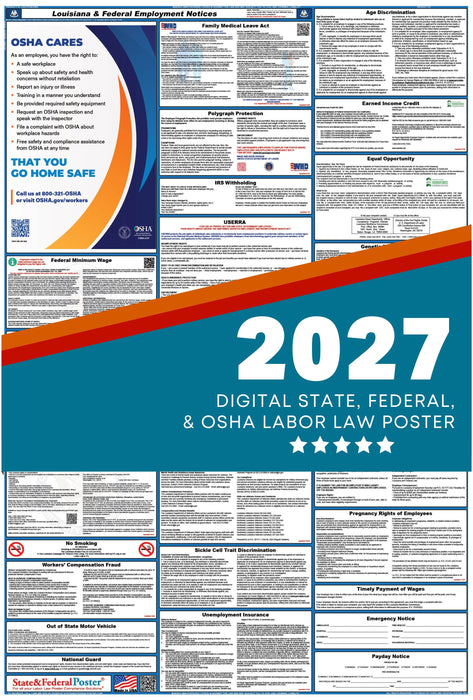 Digital Louisiana Labor Law Poster 2027 - State and Federal Poster