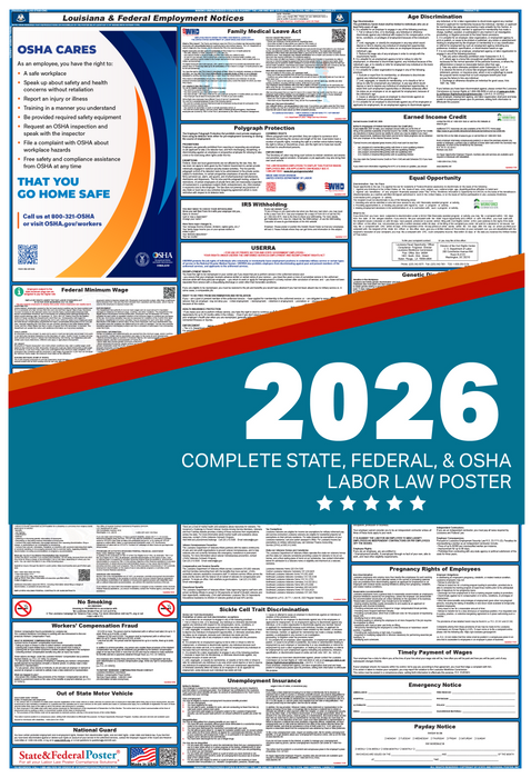 Digital Louisiana Labor Law Poster 2026 - State and Federal Poster