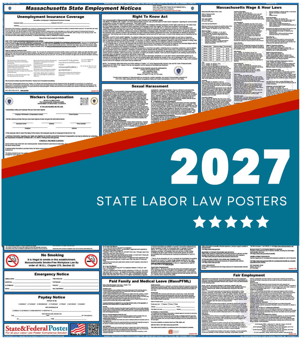 Massachusetts State Labor Law Poster 2027 - State and Federal Poster