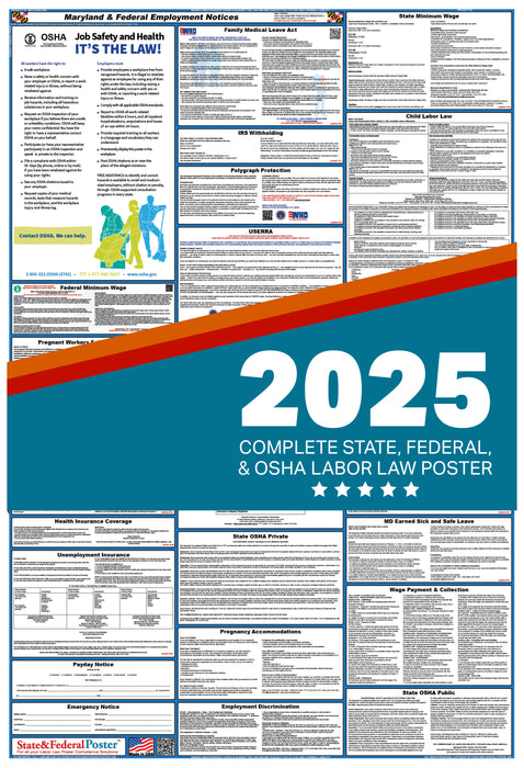 PREORDER - Maryland State and Federal Labor Law Poster 2025