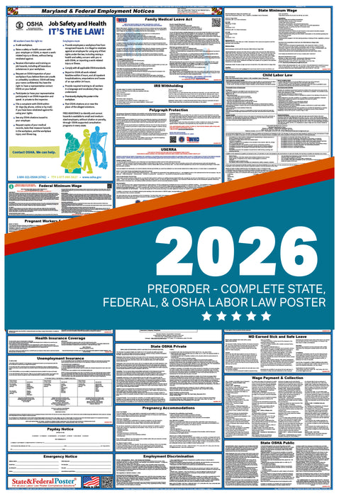 PREORDER - Maryland State and Federal Labor Law Poster 2026