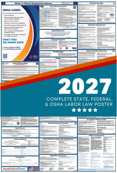 Maine State and Federal Labor Law Poster 2027 - State and Federal Poster