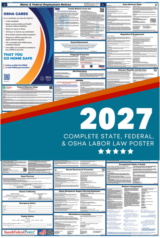 Maine State and Federal Labor Law Poster 2027 - State and Federal Poster