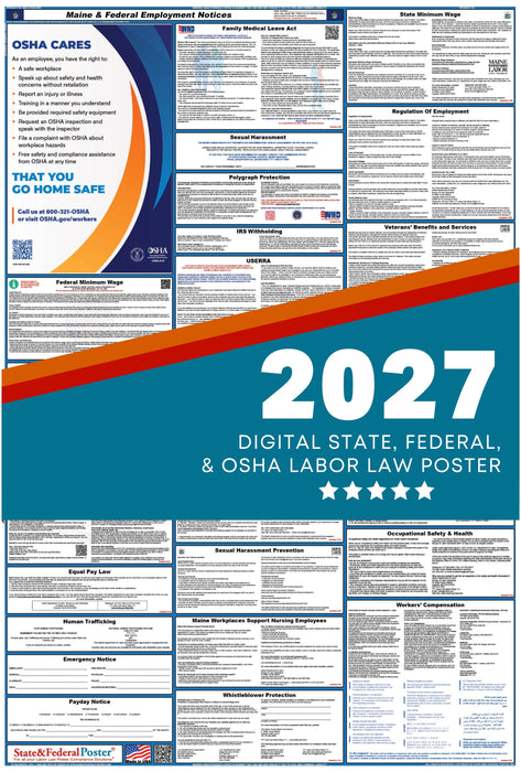 Digital Maine Labor Law Poster 2027 - State and Federal Poster