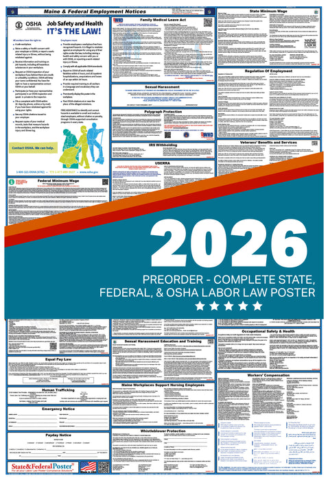 PREORDER - Maine State and Federal Labor Law Poster 2026
