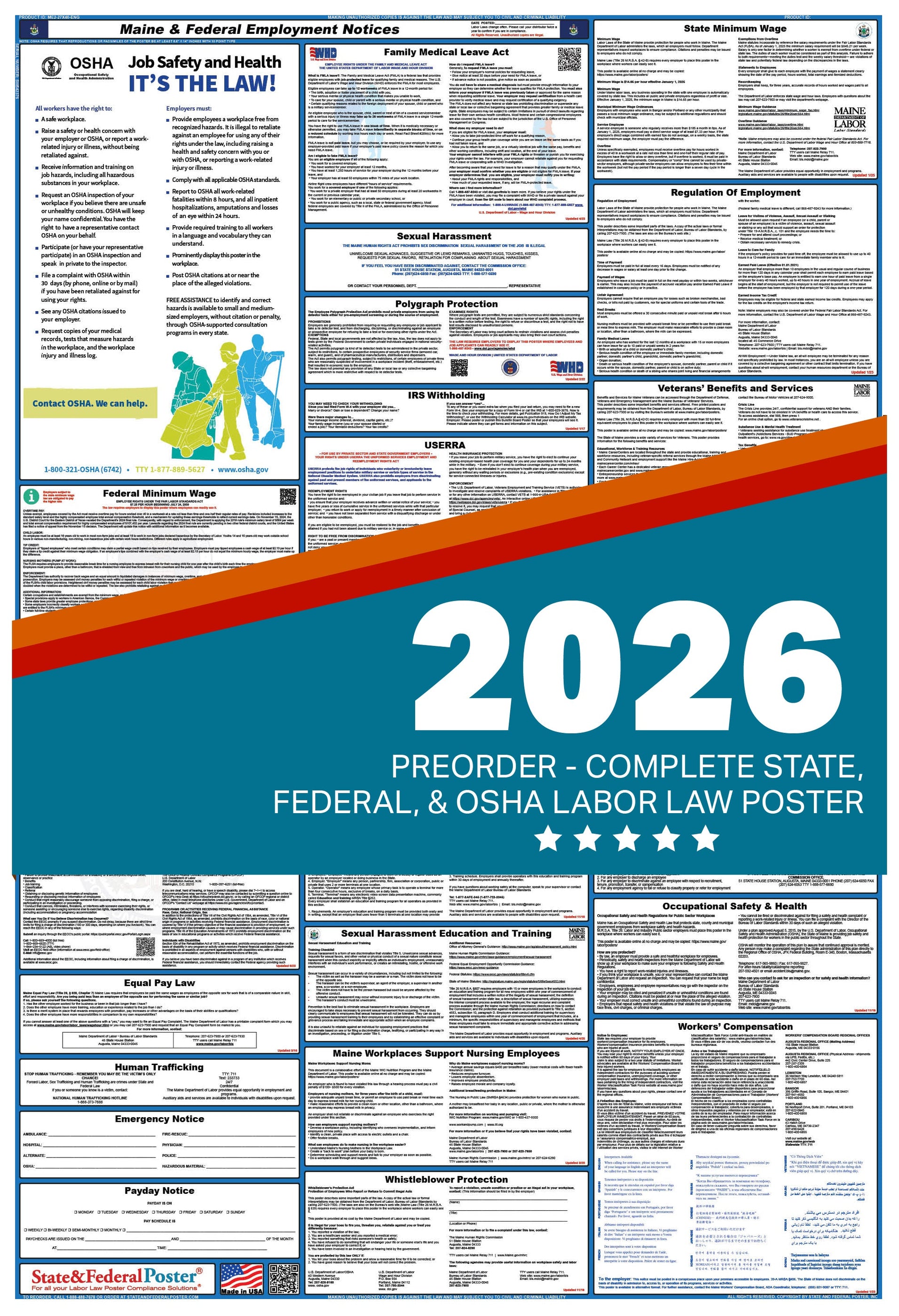 Digital Maine Labor Law Poster 2026 — State and Federal Poster
