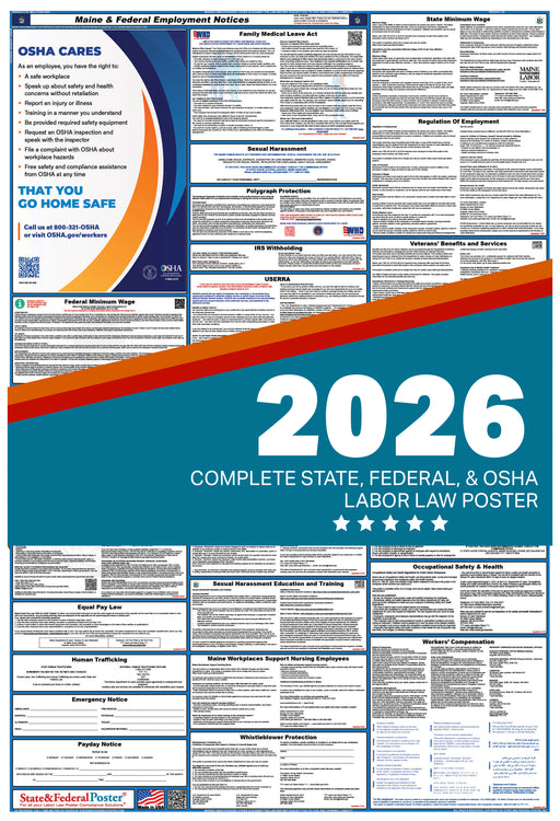 Maine State and Federal Labor Law Poster 2026 - State and Federal Poster