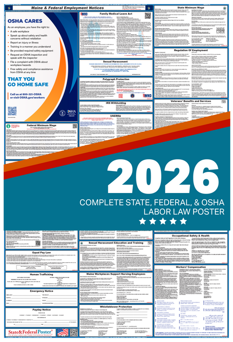 Digital Maine Labor Law Poster 2026 - State and Federal Poster