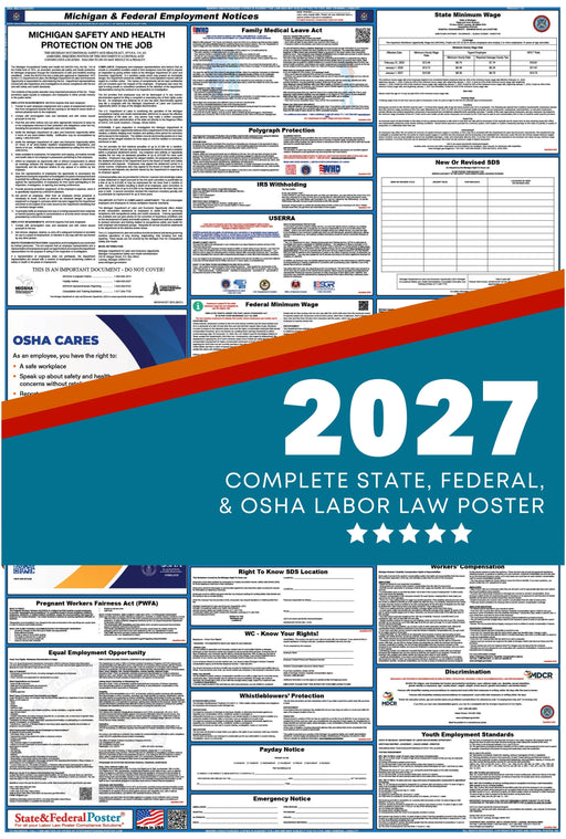 Michigan State and Federal Labor Law Poster 2027 - State and Federal Poster
