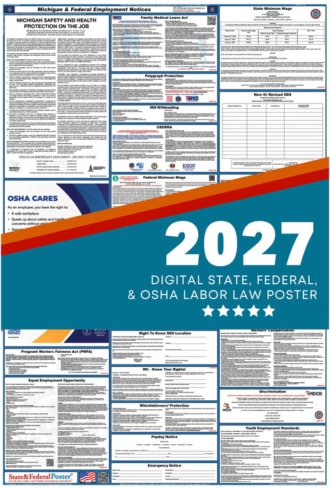 Digital Michigan Labor Law Poster 2027 - State and Federal Poster