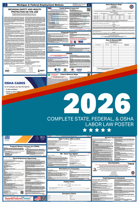Michigan State and Federal Labor Law Poster 2026 - State and Federal Poster