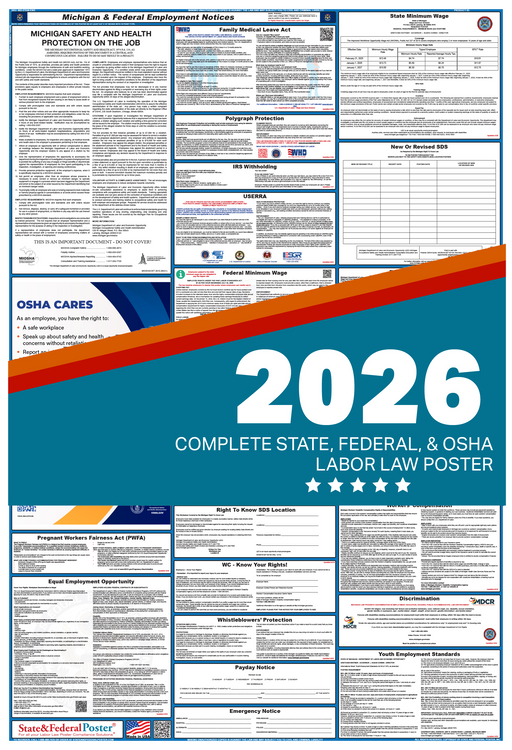 Digital Michigan Labor Law Poster 2026 - State and Federal Poster