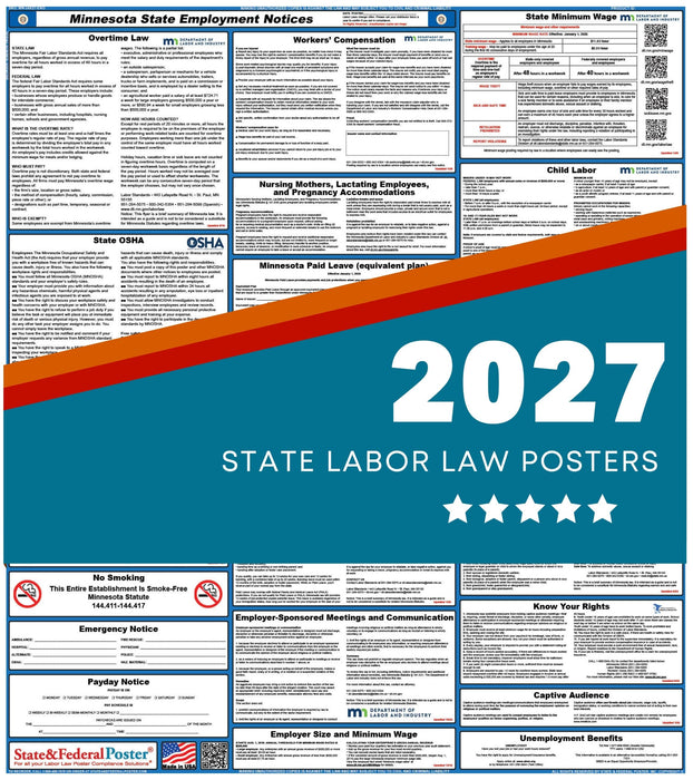 Minnesota State Labor Law Poster 2027 - State and Federal Poster