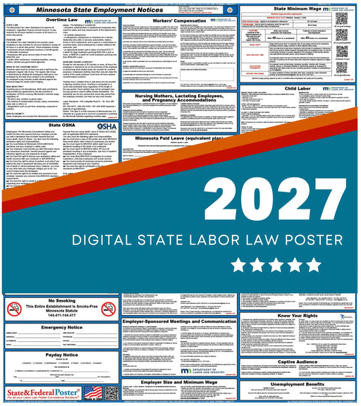 Minnesota State Labor Law Poster 2027 - State and Federal Poster