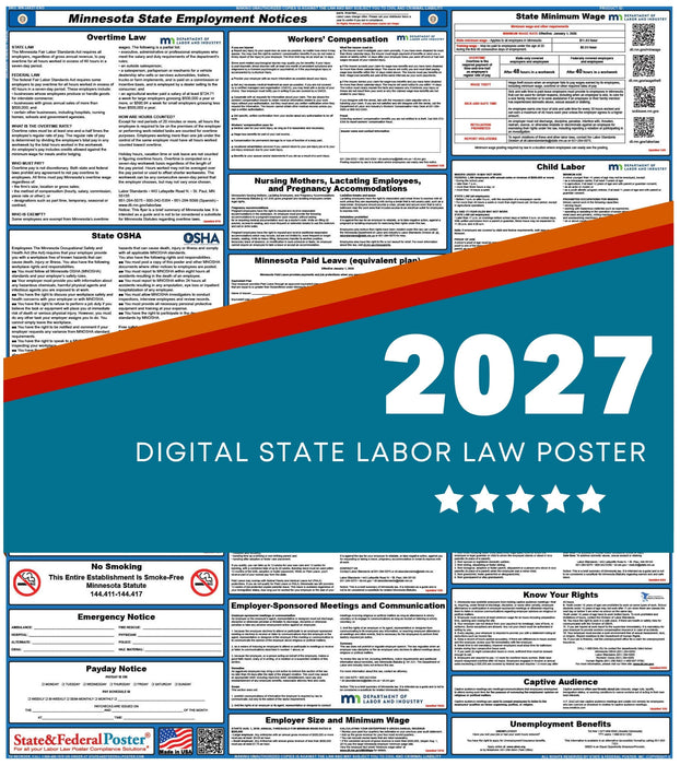 Minnesota State Labor Law Poster 2027 - State and Federal Poster