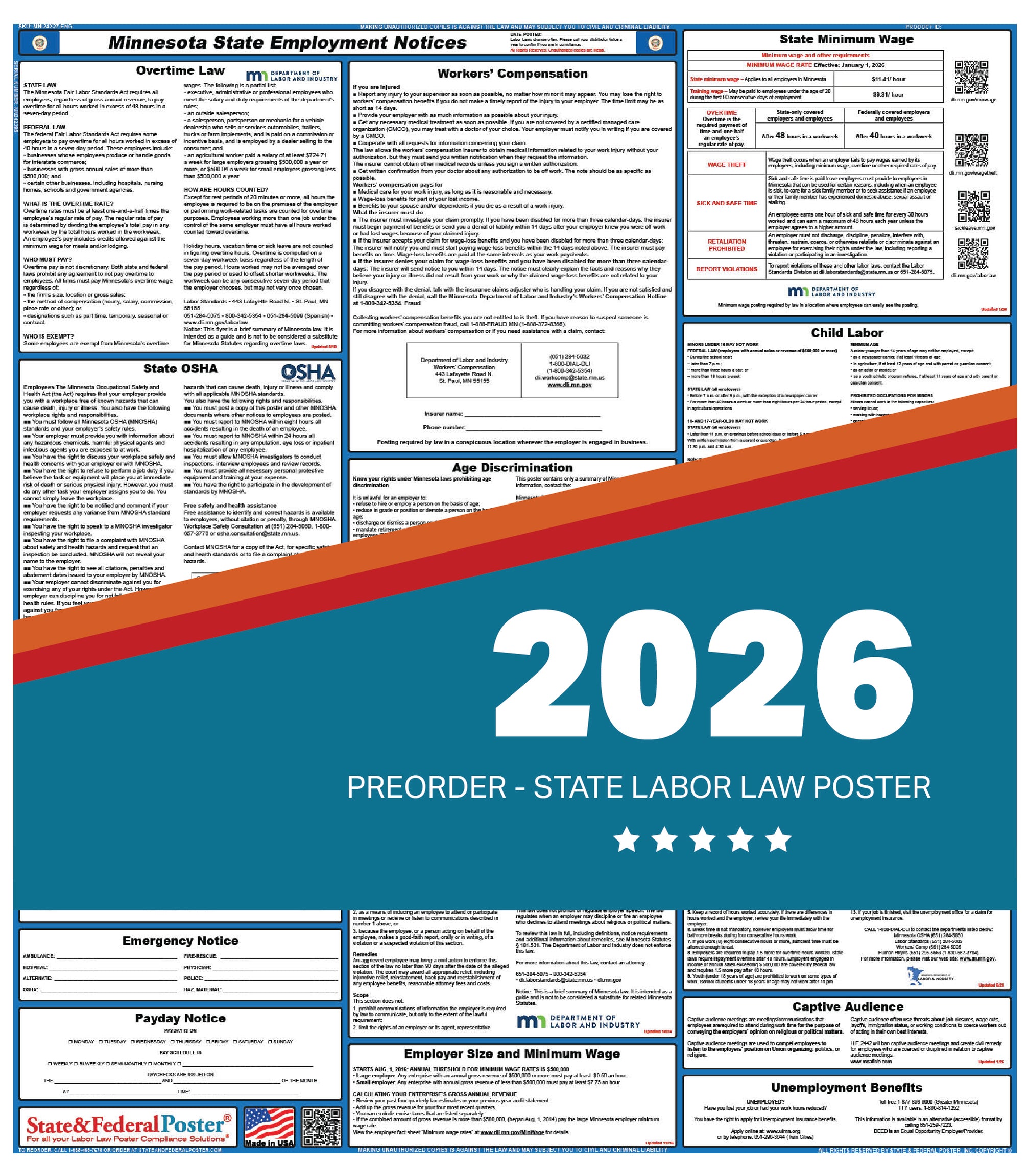 Minnesota State Labor Law Poster 2026 — State and Federal Poster