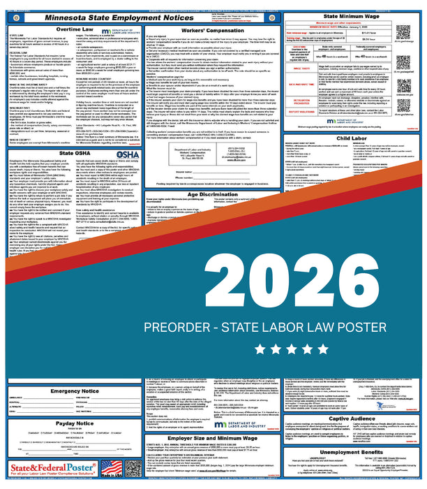 PREORDER - Minnesota State Labor Law Poster 2026