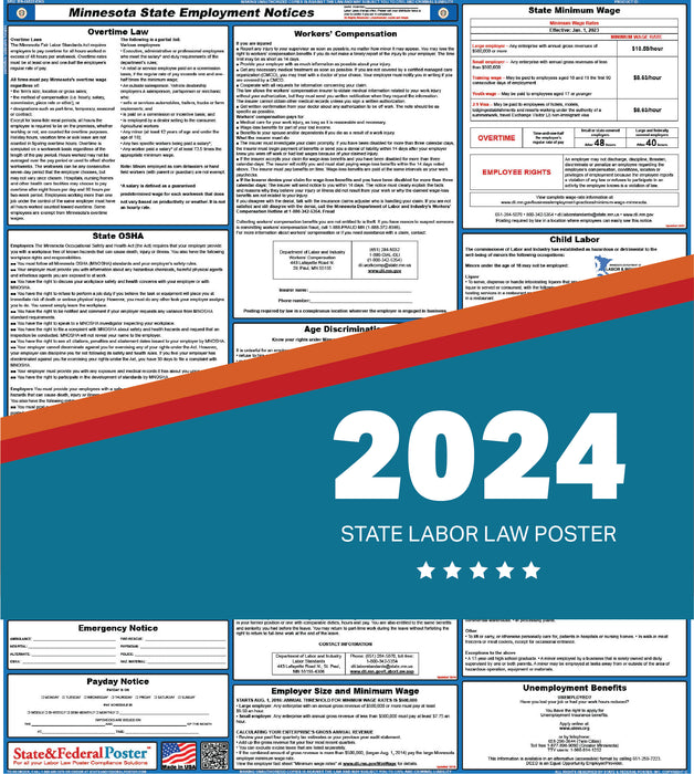PREORDER - Minnesota State Labor Law Poster 2024