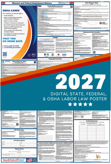 Digital Missouri Labor Law Poster 2027 - State and Federal Poster