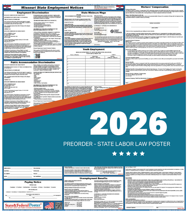 PREORDER - Missouri State Labor Law Poster 2026