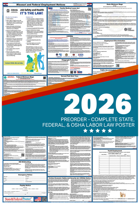 PREORDER - Missouri State and Federal Labor Law Poster 2026