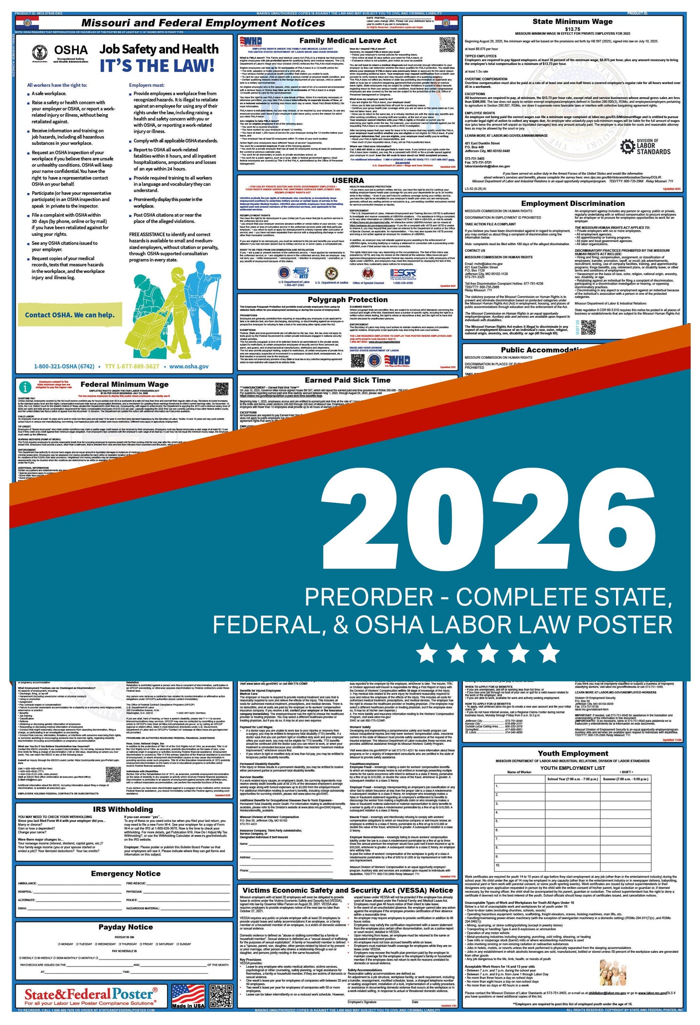 Digital Missouri Labor Law Poster 2026 — State and Federal Poster